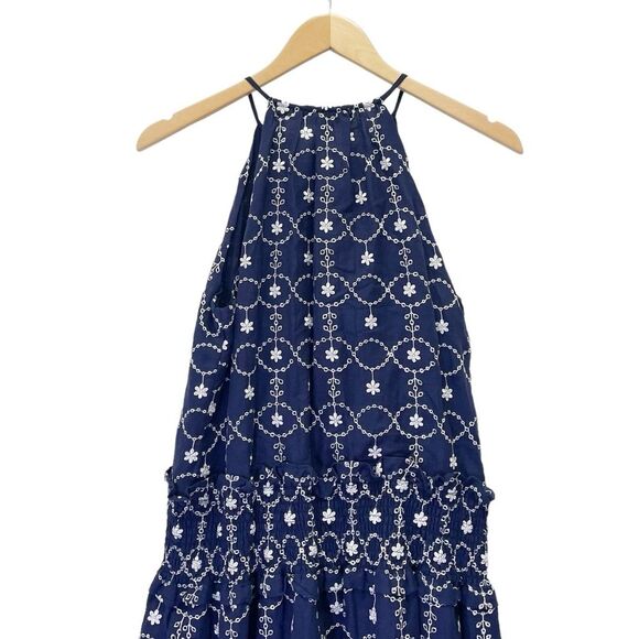 NWT Michael Kors Navy & White Floral Embroidered Halter Dress Size Small NEW - Picture 7 of 14